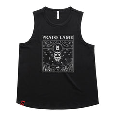 //merch.devolverdigital.com/cdn/shop/files/Praise-Lamb_black-tank_render_1024x1024.jpg?v=1705328089 Cult of the Lamb Praise Lamb Tank Top (Black)