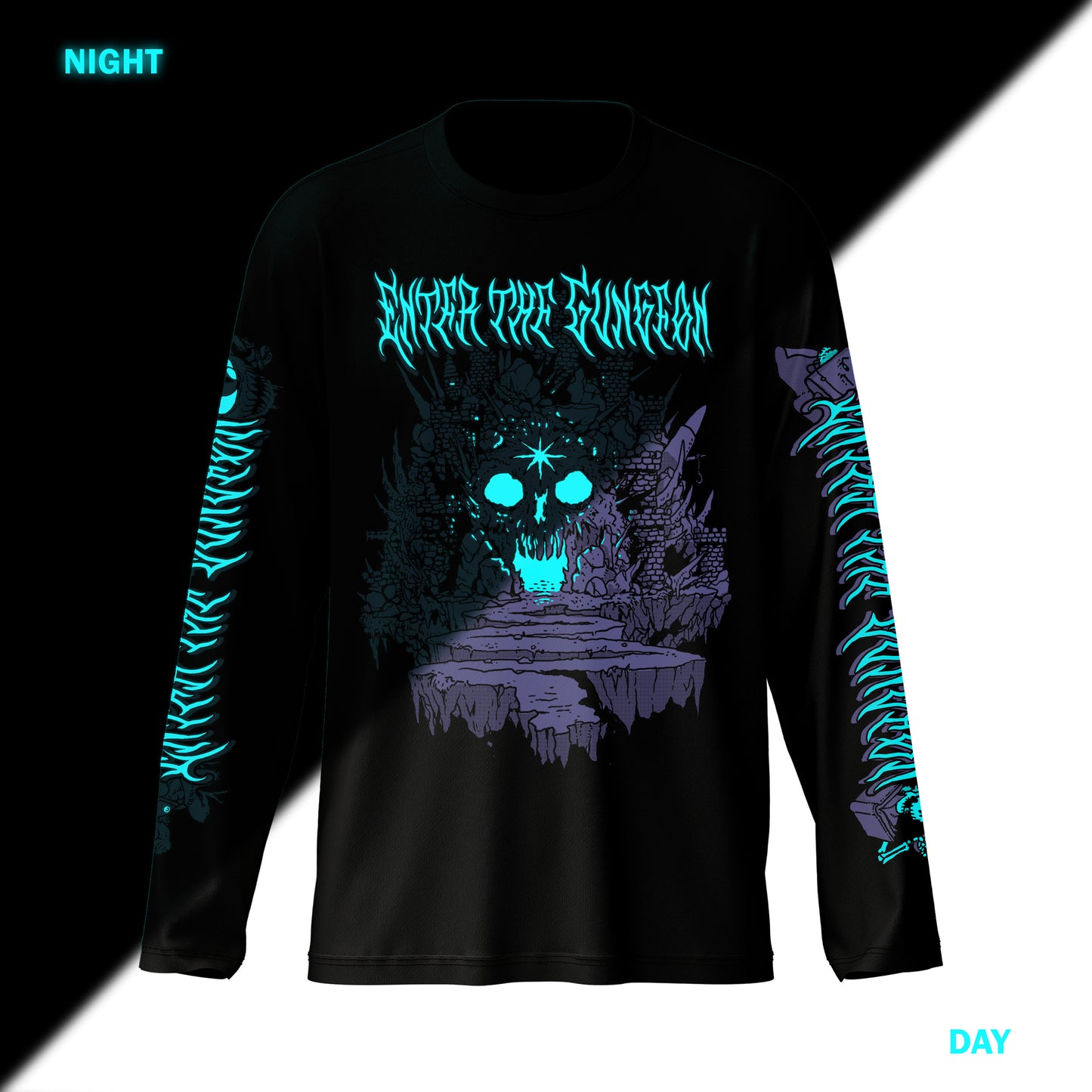 Enter the Gungeon Anniversary Glow in the Dark Long Sleeve T-Shirt (Black)